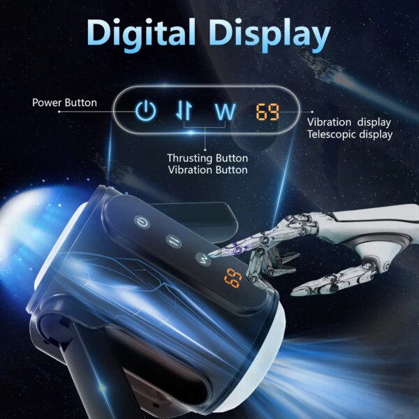 Foldable Handles Masturbator for Men Automatic Telescopic Rotation Vibrator Open Ended Penis Massager Male Sex Toys For Adults