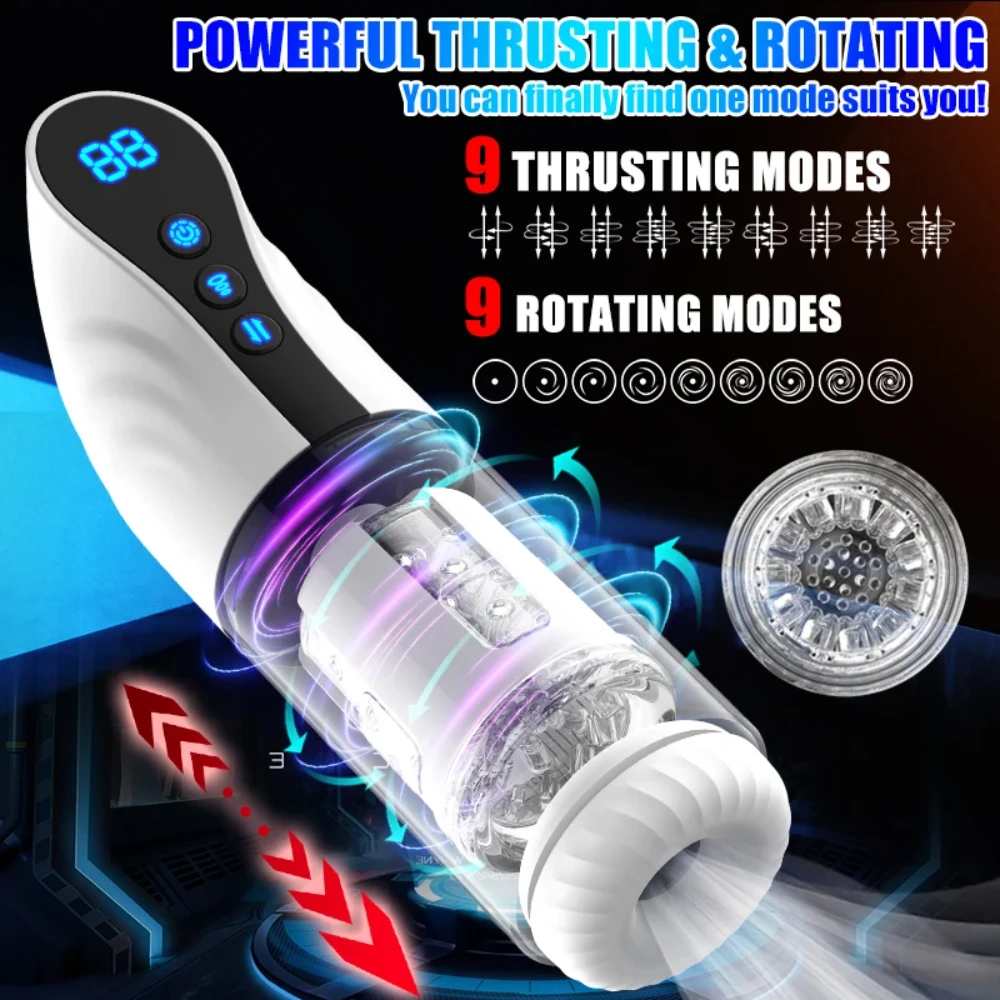 Automatic Sucking Male Masturbator  Thrustiing Pronunciation Vibrator Rotating Pocket Pussy Penis Vacuum Pump  Sex Toy For Male