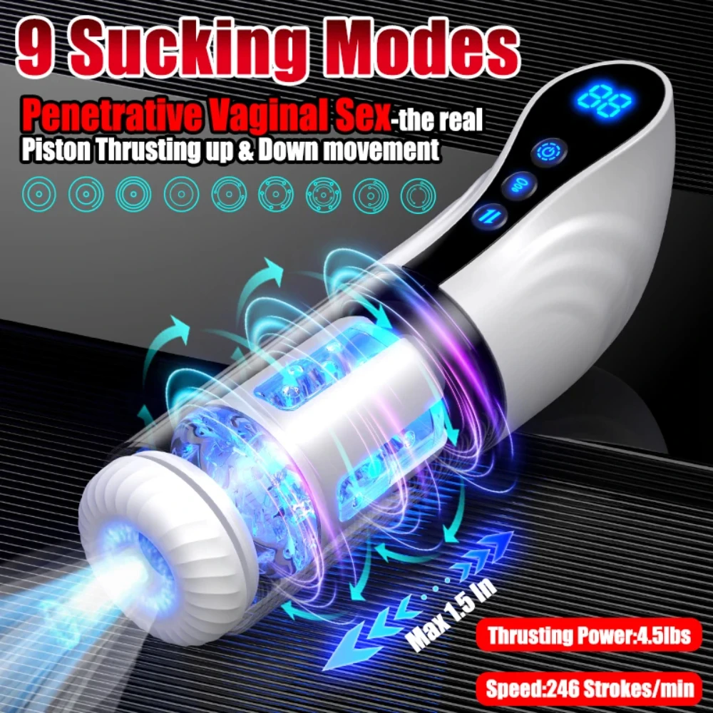 Automatic Sucking Male Masturbator  Thrustiing Pronunciation Vibrator Rotating Pocket Pussy Penis Vacuum Pump  Sex Toy For Male