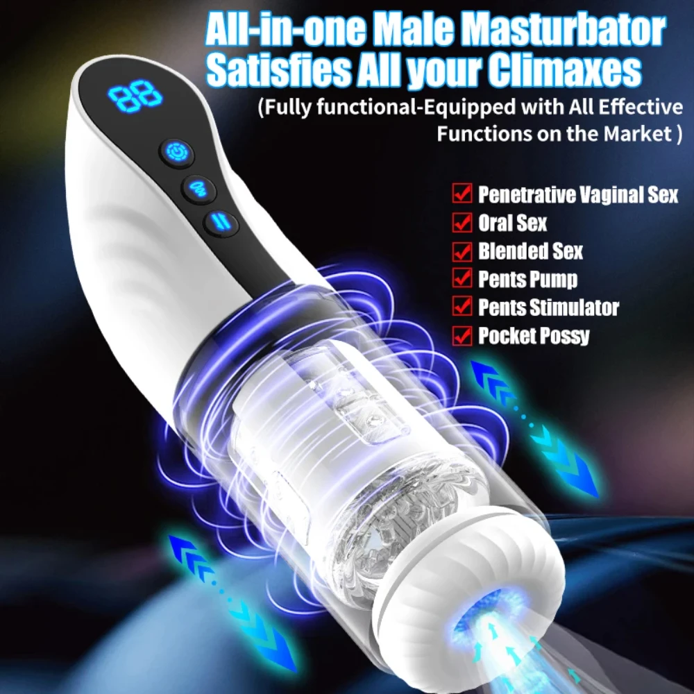 Automatic Sucking Male Masturbator  Thrustiing Pronunciation Vibrator Rotating Pocket Pussy Penis Vacuum Pump  Sex Toy For Male