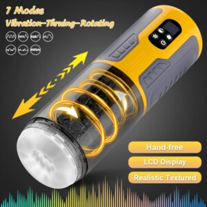 Automatic Telescopic Male Masturbator Vagina Masturbation Cup LCD Digital Display Rotation Blowjob Masturbator Adults Sex Toys