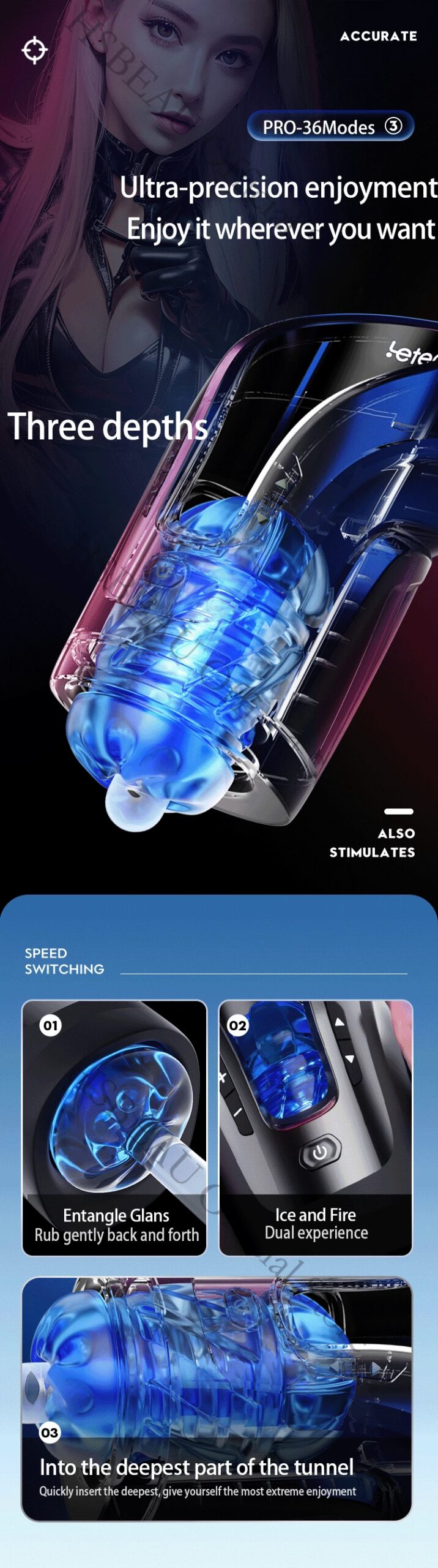2024 Leten Thrusting-Pro Automatic Telescopic 75mm Deep Throat Blowjob Masturbation Sex Toy Powerful High Speed Male Masturbator