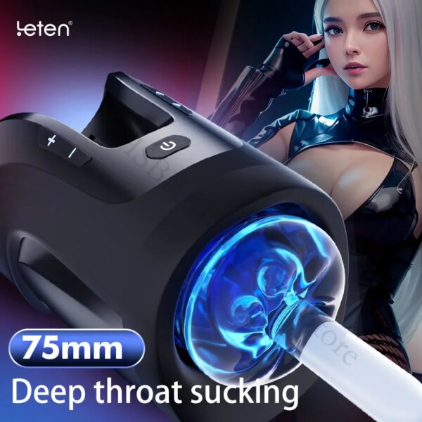 Thrusting-Pro Automatic Telescopic 75mm Deep Throat Blowjob Masturbation Sex Toy Powerful High Speed Male Masturbator
