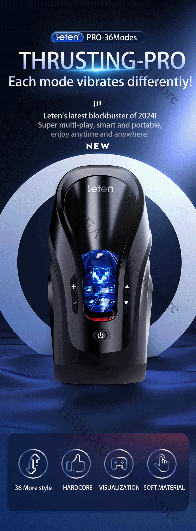 2024 Leten Thrusting-Pro Automatic Telescopic 75mm Deep Throat Blowjob Masturbation Sex Toy Powerful High Speed Male Masturbator