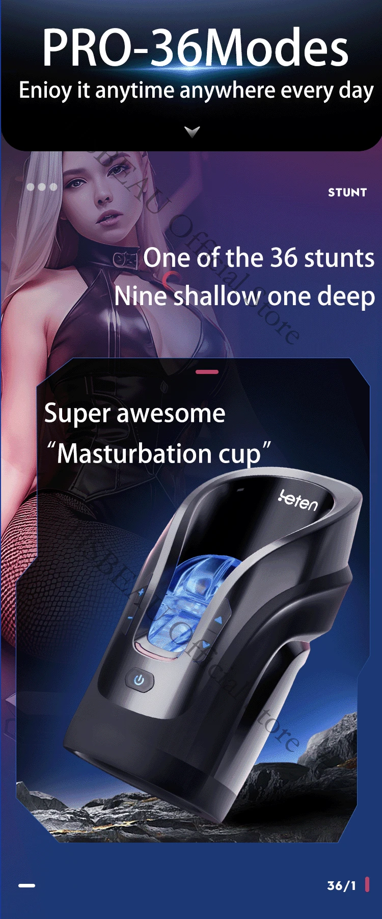 2024 Leten Thrusting-Pro Automatic Telescopic 75mm Deep Throat Blowjob Masturbation Sex Toy Powerful High Speed Male Masturbator