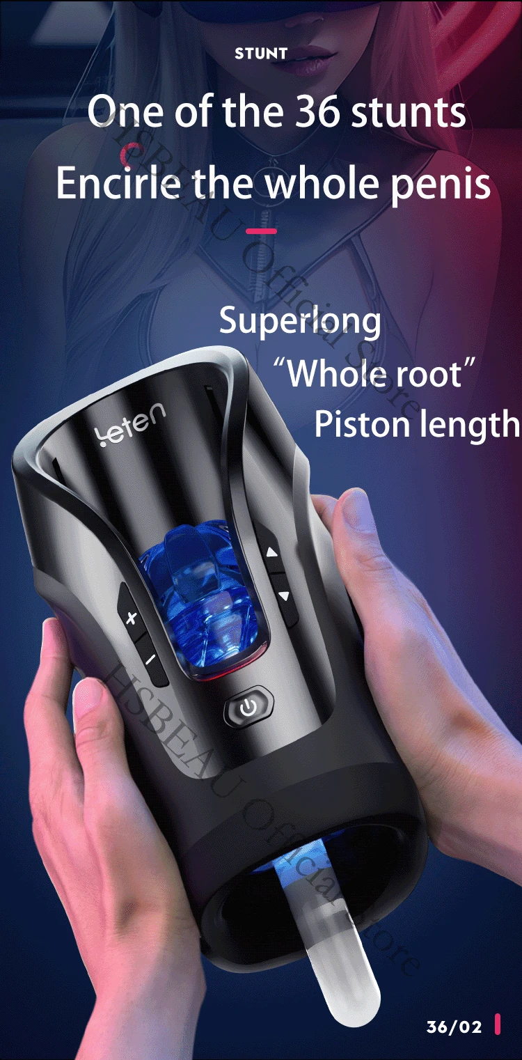 2024 Leten Thrusting-Pro Automatic Telescopic 75mm Deep Throat Blowjob Masturbation Sex Toy Powerful High Speed Male Masturbator