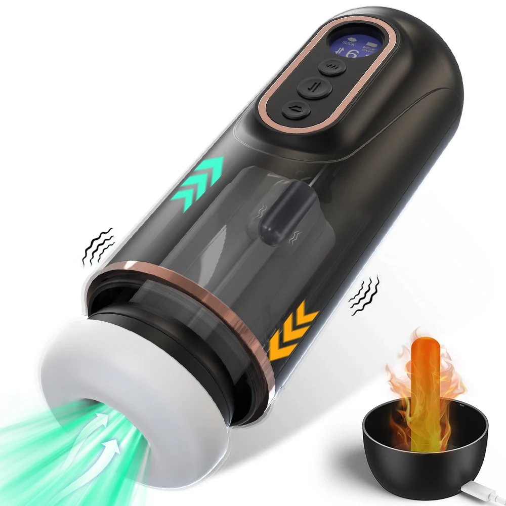 Automatic Heating Male Masturbators with 3 Telescopic & 9 Vibrating & 5 Sucking Modes Real Vagina Sexy Voice Sex Toys for Men