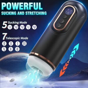 Automatic Heating Male Masturbators with 3 Telescopic & 9 Vibrating & 5 Sucking Modes Real Vagina Sexy Voice Sex Toys for Men