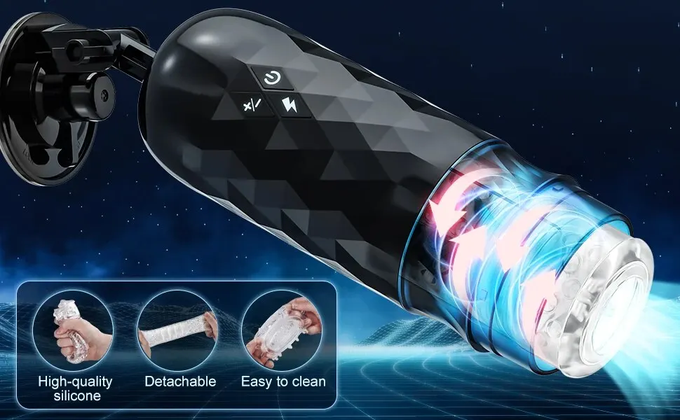 Automatic Male Masturbator Telescopic Rotation Penis Stimulation Hands Free Pocket Pussy With Suction Base Adult Sex Toy for Man