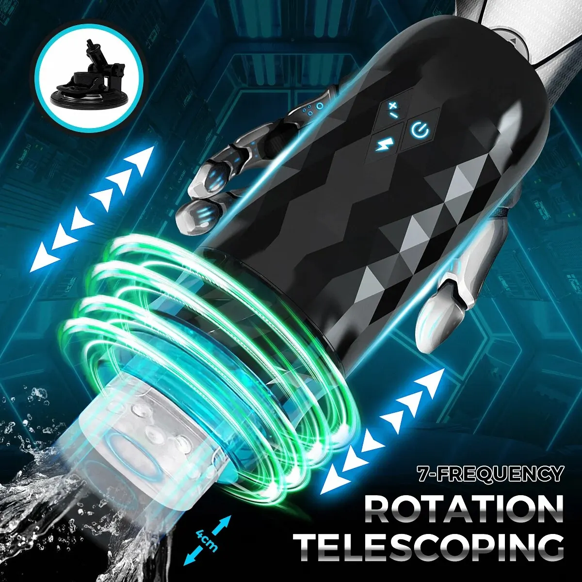 Automatic Male Masturbator Telescopic Rotation Penis Stimulation Hands Free Pocket Pussy With Suction Base Adult Sex Toy for Man