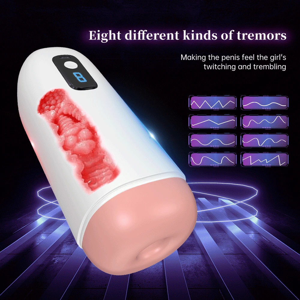 Masturbator Man Automatic Blowjob Strong Vibrator Male Masturbator Cup Real Vaginal Pussy Penis Machine Toy For Men