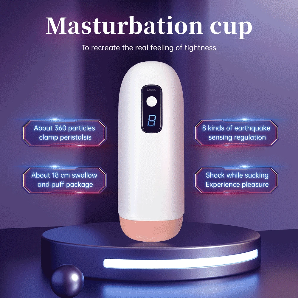 Masturbator Man Automatic Blowjob Strong Vibrator Male Masturbator Cup Real Vaginal Pussy Penis Machine Toy For Men
