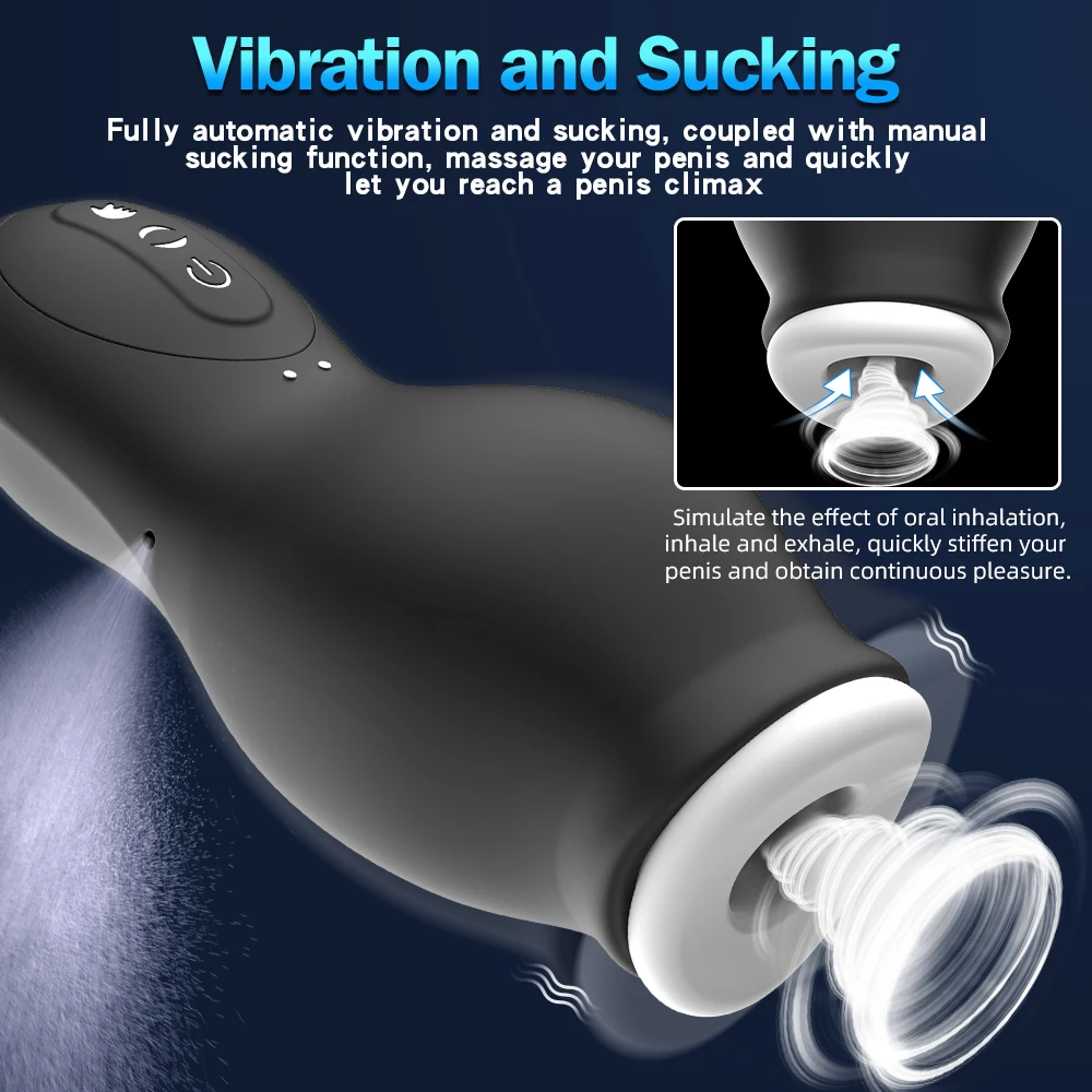 Male Masturbation Cup Automatic Rotation Machine Blowjobs Sucking Masturbators Real Oral Vaginal Penis Vibrator  for Men Sex Toy
