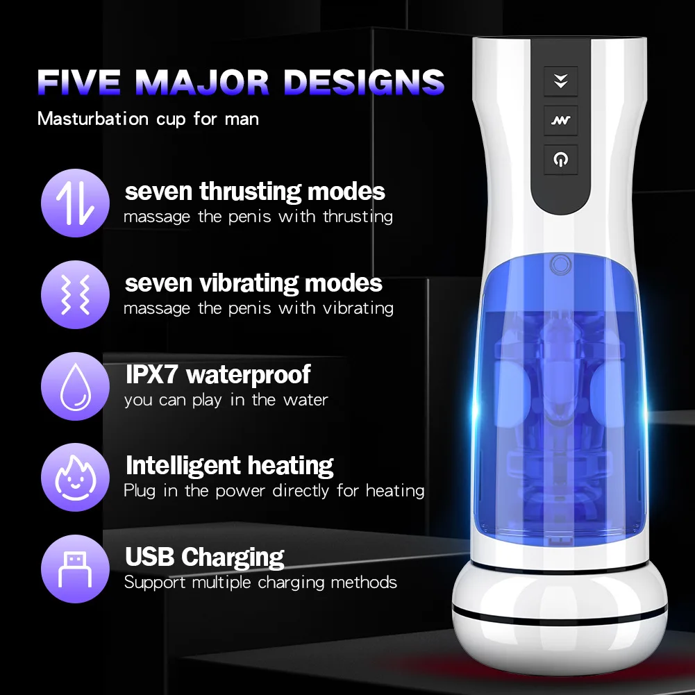 Male Automatic Telescopic Insertion Heating Vibration Fake Vagine Masturbator Men's Masturbations Cup Sex Toys Men Adult Goods