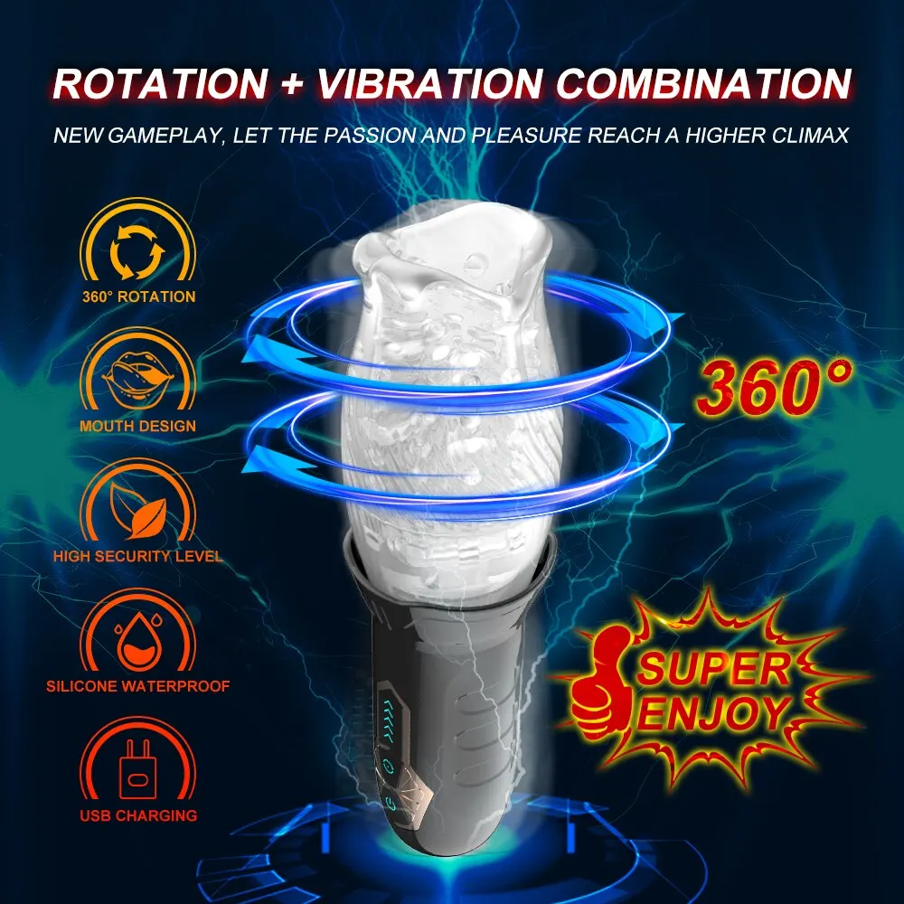 Men Sex Toys Automatic Male Masturbator Sex Toy Masturbation with 5 Rotating & 10 Vibrating Electric Pocket Pussies Adult Toys Men Sex Toys Automatic Male Masturbator Sex Toy Masturbation with 5 Rotating & 10 Vibrating Electric Pocket Pussies Adult Toys