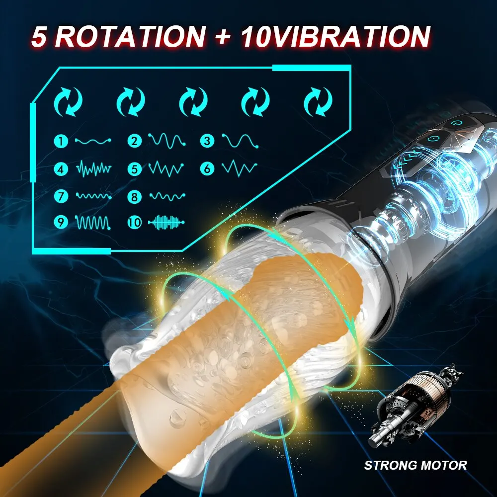 Men Sex Toys Automatic Male Masturbator Sex Toy Masturbation with 5 Rotating & 10 Vibrating Electric Pocket Pussies Adult Toys Men Sex Toys Automatic Male Masturbator Sex Toy Masturbation with 5 Rotating & 10 Vibrating Electric Pocket Pussies Adult Toys