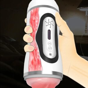 Automatic Male Masturbator Heated Pussy Blowjob Vibration Machine Real Vagina Penis Masturbation Cup Sex Toy for Men Adult Goods