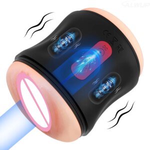 Automatic Male Masturbator Vibrating Masturbation Cup Men Open-ended Pocket Pussy Silicone Vagina Anal Simulation Adult Goods