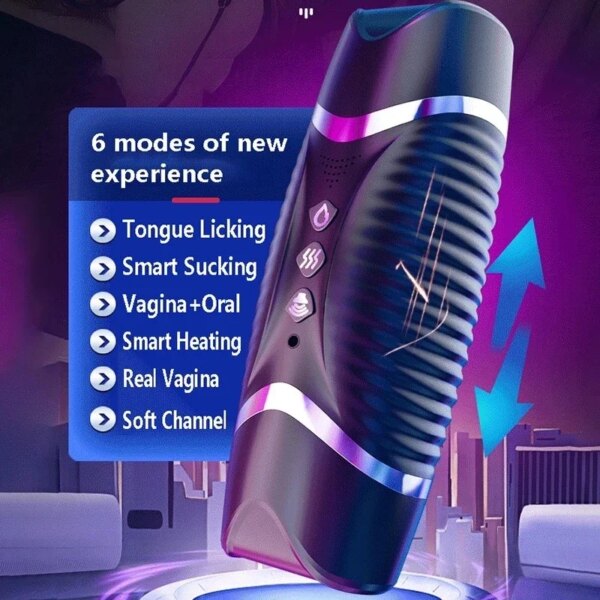 Male Masturbator Automatic Blowjob Cup Powerful Sucking Vaginal Mouth Intelligent Heated Masturbator Adult Sex Toys For Men