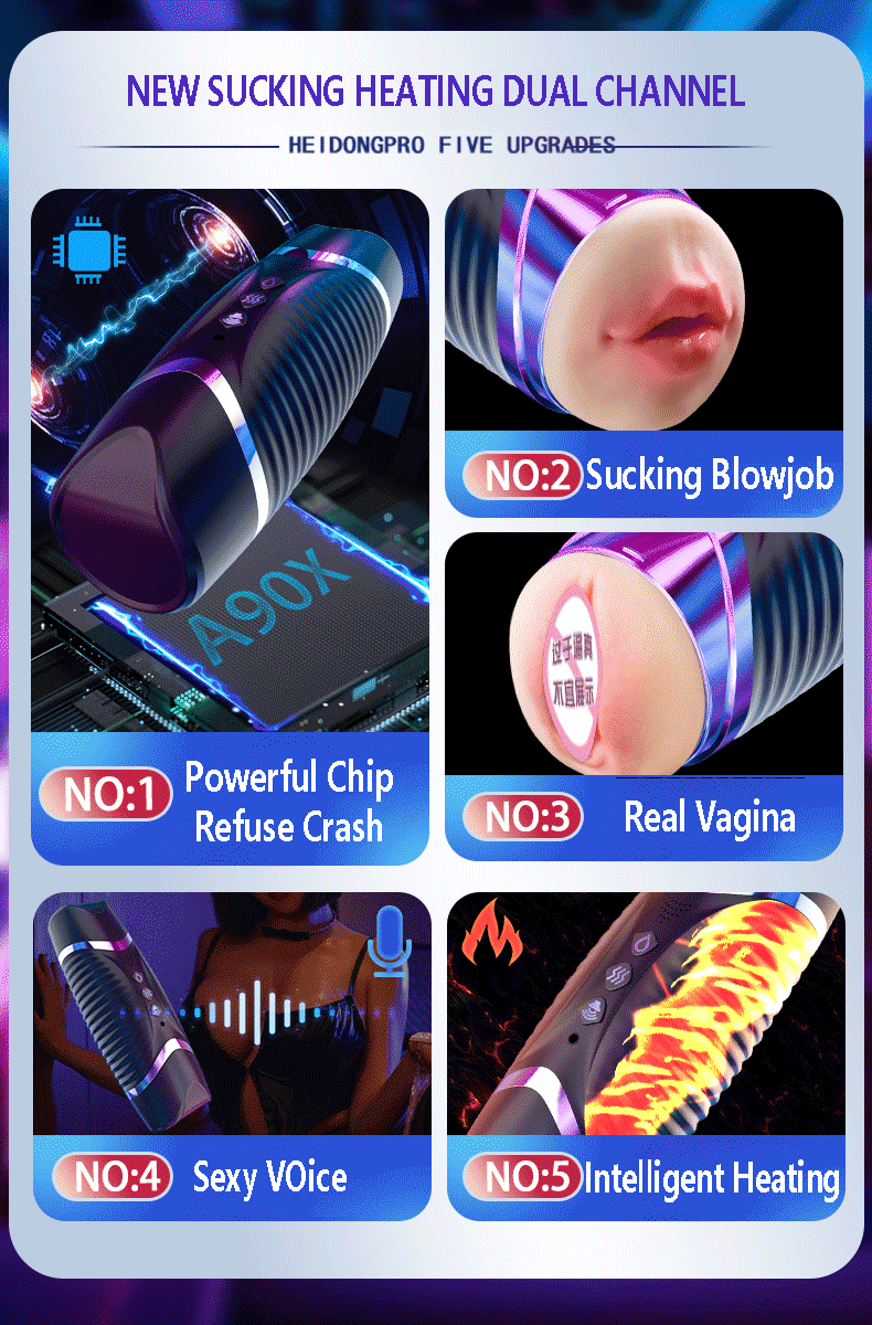 Male Masturbator Automatic Blowjob Cup Powerful Sucking Vaginal Mouth Intelligent Heated Masturbator Adult Sex Toys For Men