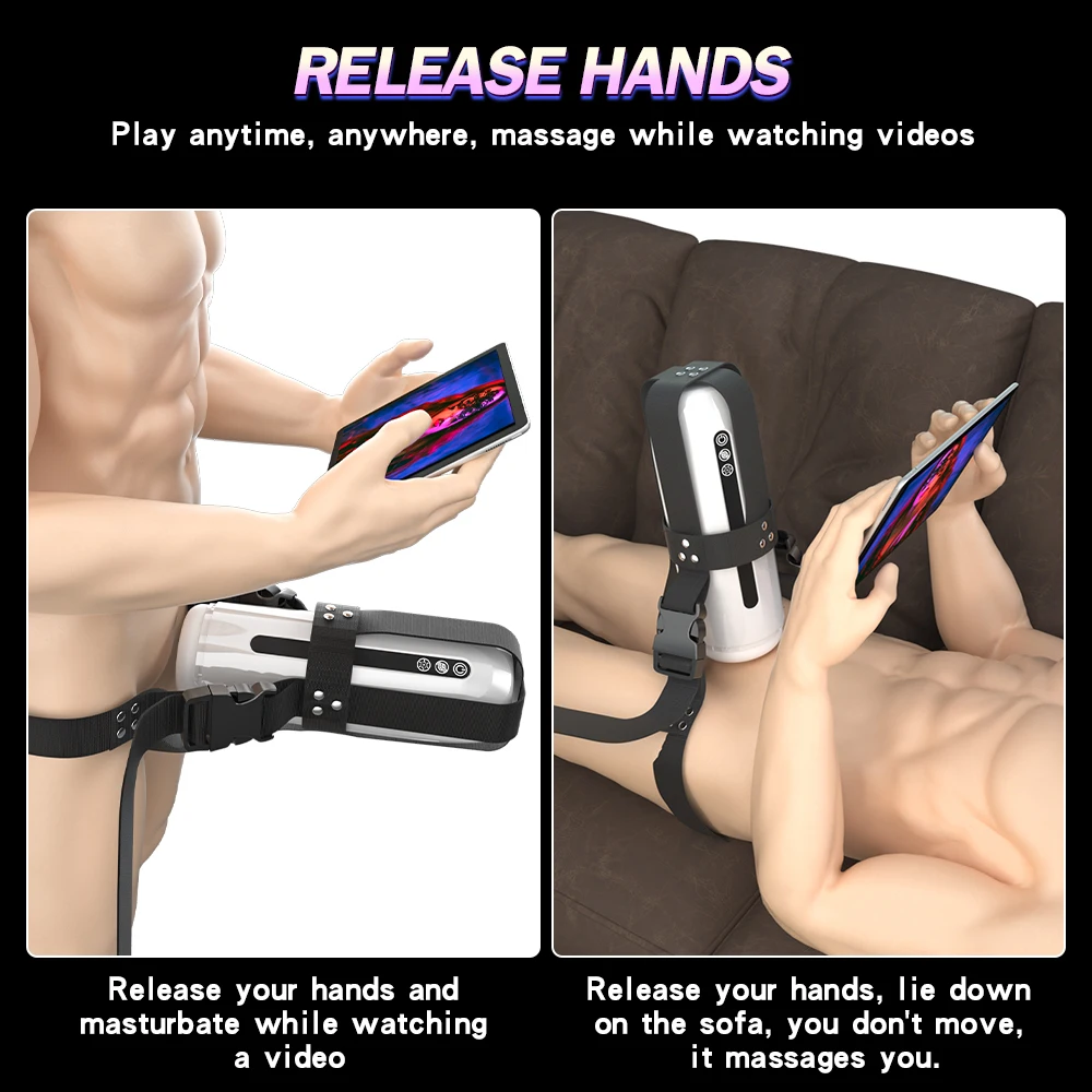 Adjustable Strap-on Automatic Male Masturbation Cup Wearable Sex Harness Male Hands Free Masturbator Sex Toys for Man