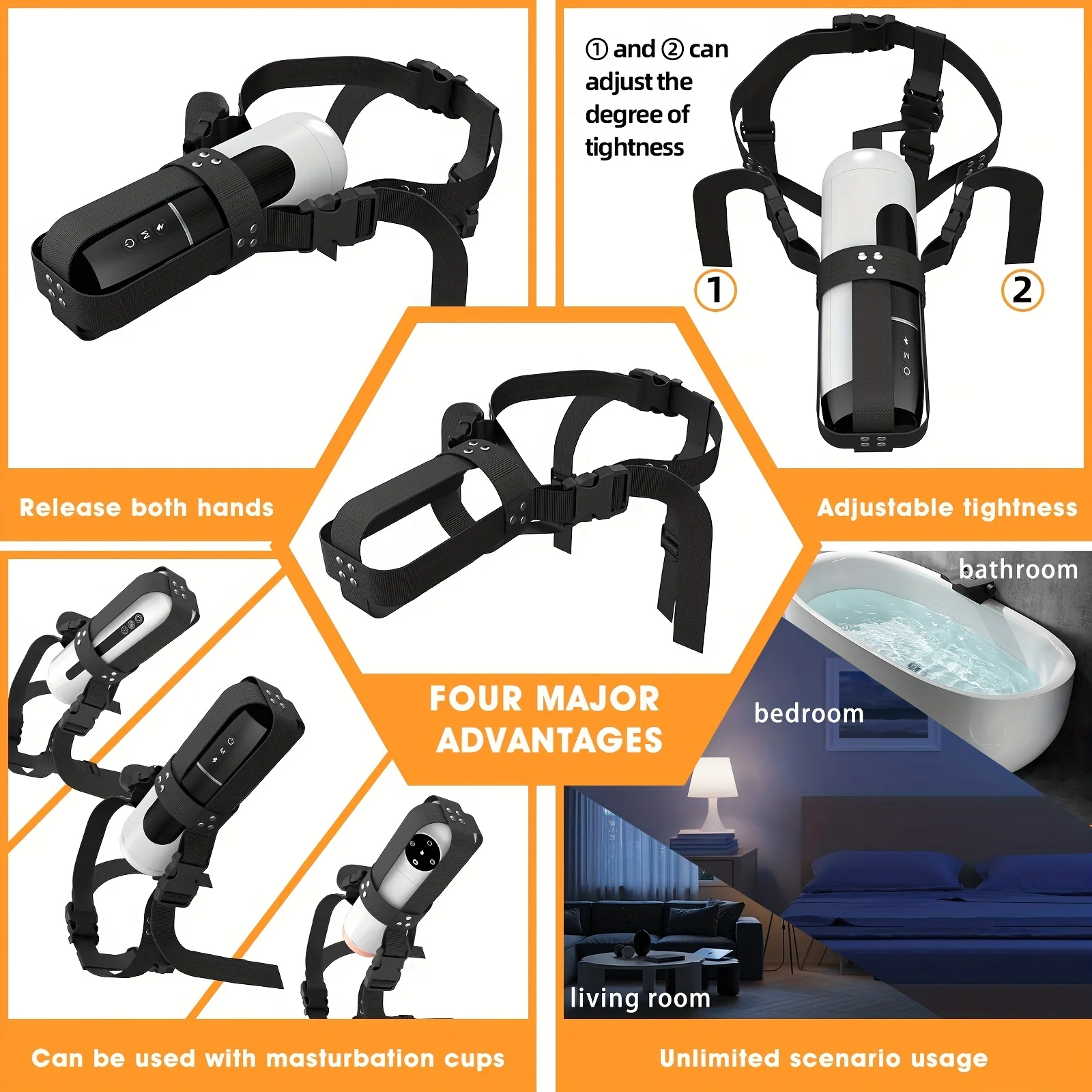 Adjustable Strap-on Automatic Male Masturbation Cup Wearable Sex Harness Male Hands Free Masturbator Sex Toys for Man