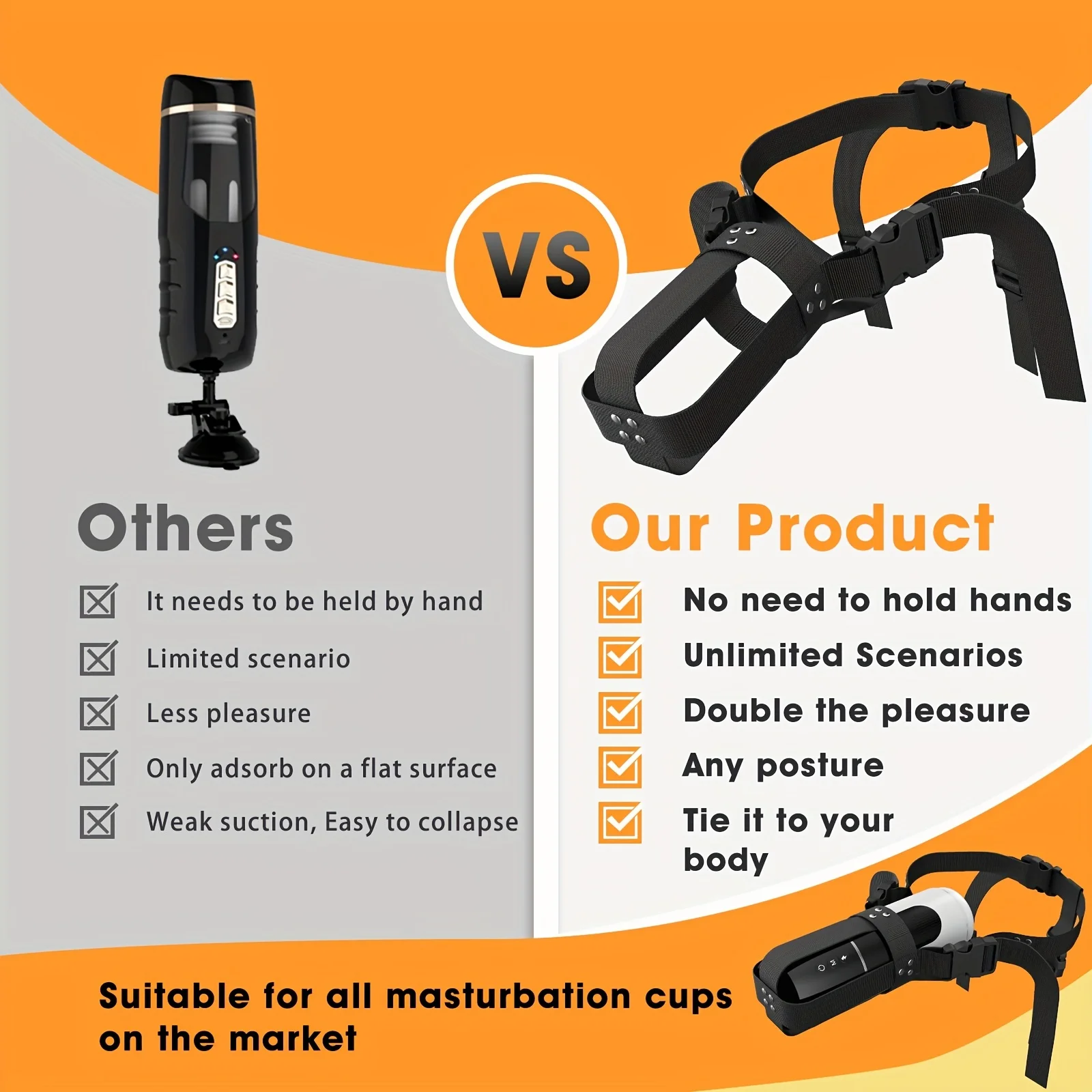 Adjustable Strap-on Automatic Male Masturbation Cup Wearable Sex Harness Male Hands Free Masturbator Sex Toys for Man