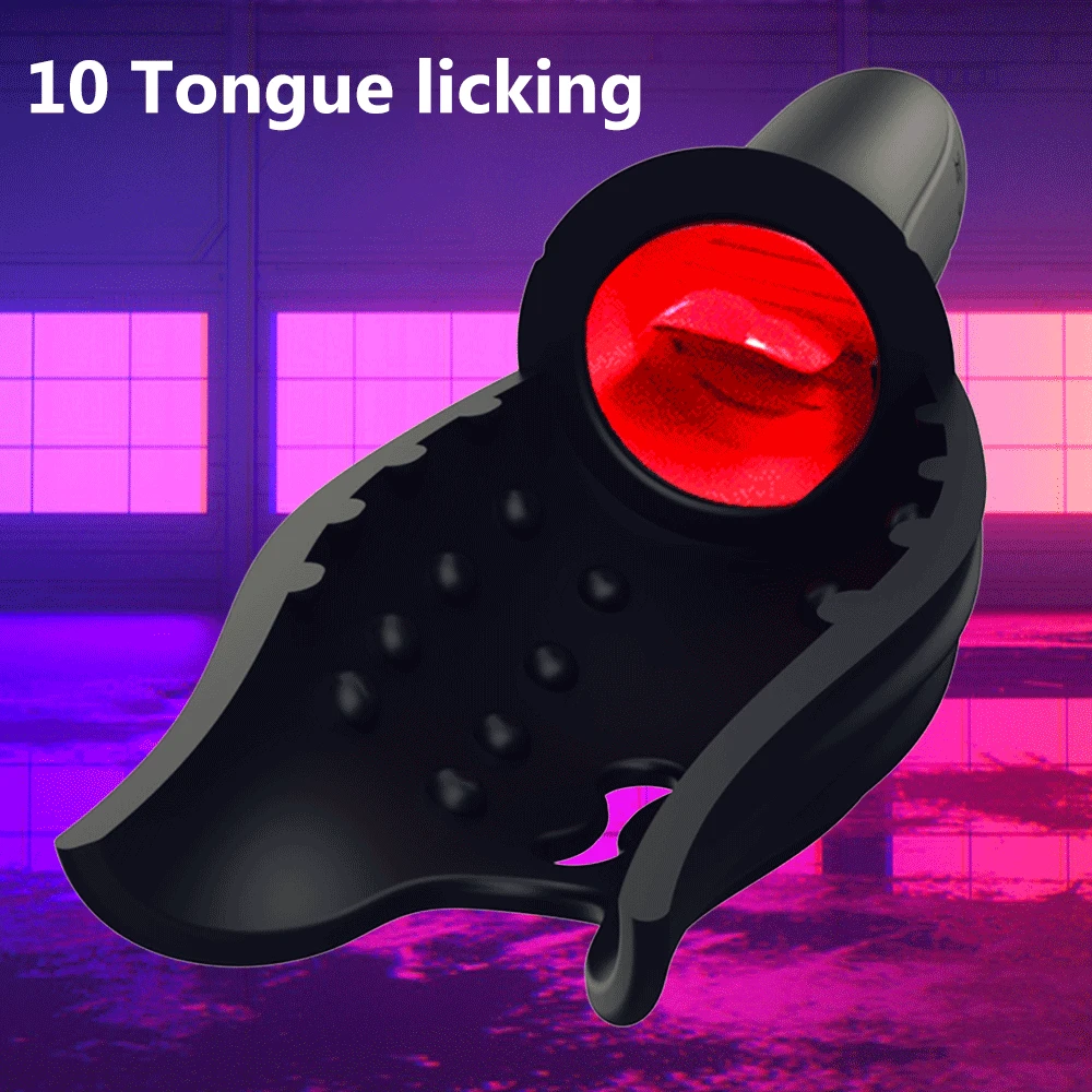 Male Glans Stimulate Massager Licking Vibrating 10 Modes Penis Delay Trainer Vibrator Masturbator Automatic Oral Climax Sex Toys