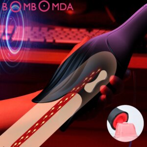 Male Glans Stimulate Massager Licking Vibrating 10 Modes Penis Delay Trainer Vibrator Masturbator Automatic Oral Climax Sex Toys