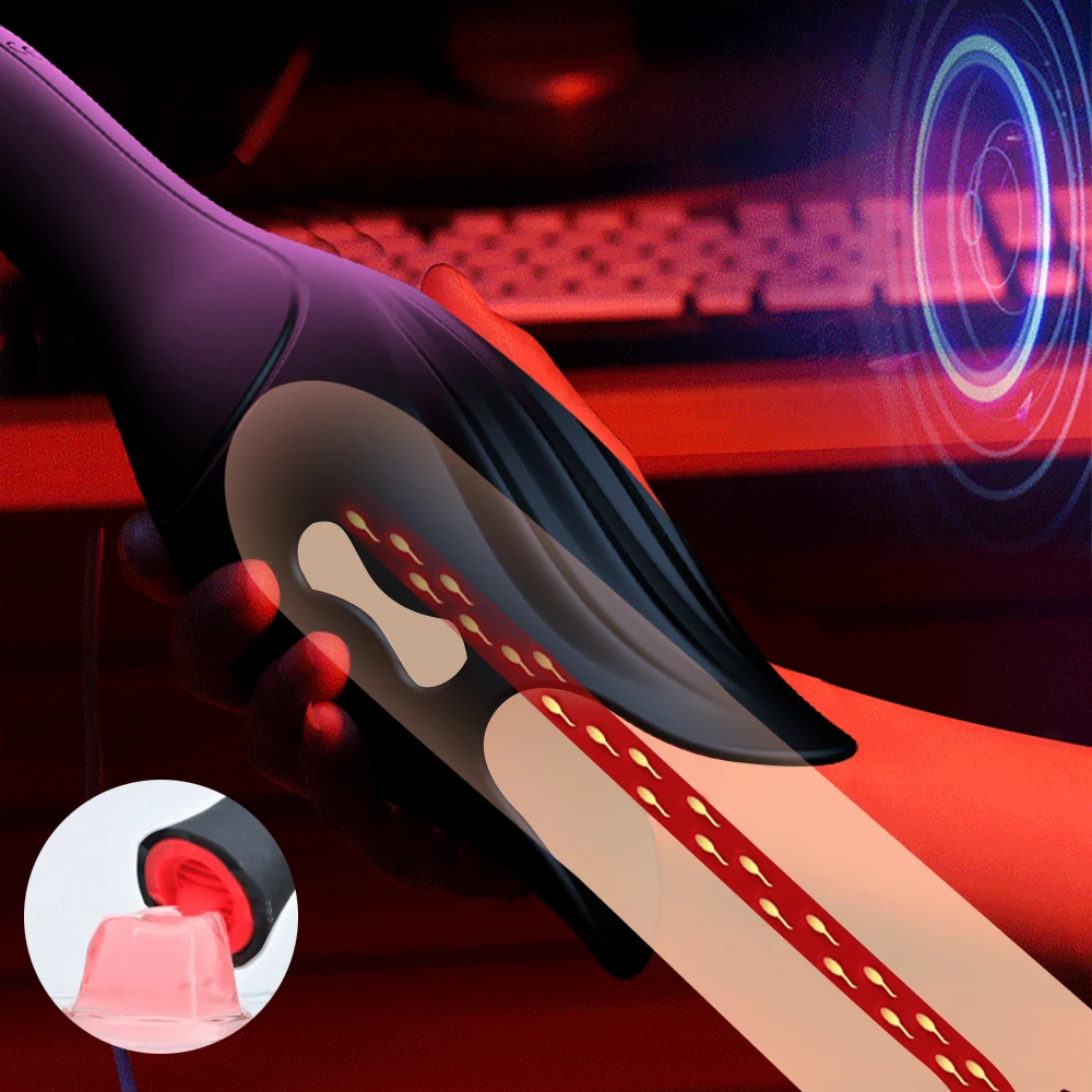Male Glans Stimulate Massager Licking Vibrating 10 Modes Penis Delay Trainer Vibrator Masturbator Automatic Oral Climax Sex Toys
