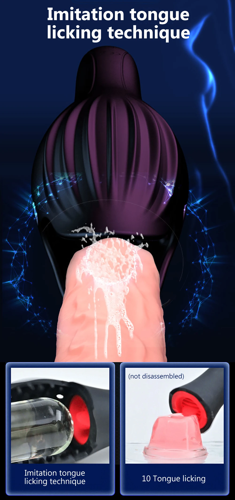 Male Glans Stimulate Massager Licking Vibrating 10 Modes Penis Delay Trainer Vibrator Masturbator Automatic Oral Climax Sex Toys