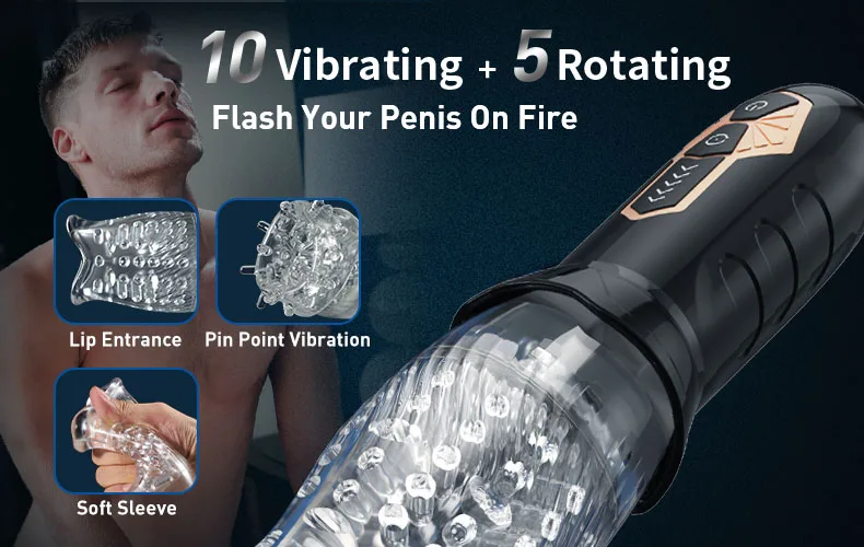 Automatic Male Masturbator Rotating Vibrating Penis Massager Vagina Pussy Glans Male Masturbation Oral Sex Toys for Men