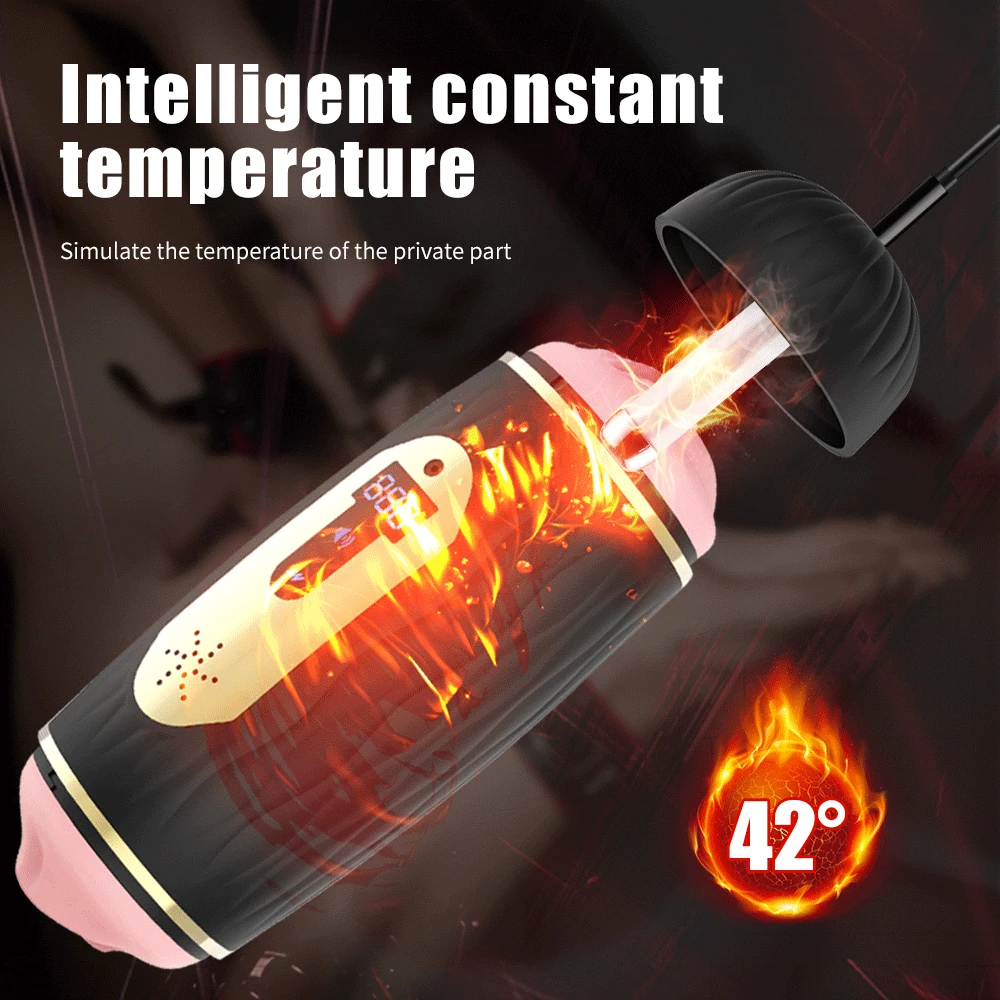 Automatic Male Masturbator Cup Blowjob Pussy Vibrator Double Head Smart Heating Insert Count Massager Sex Toy Adult Supplies