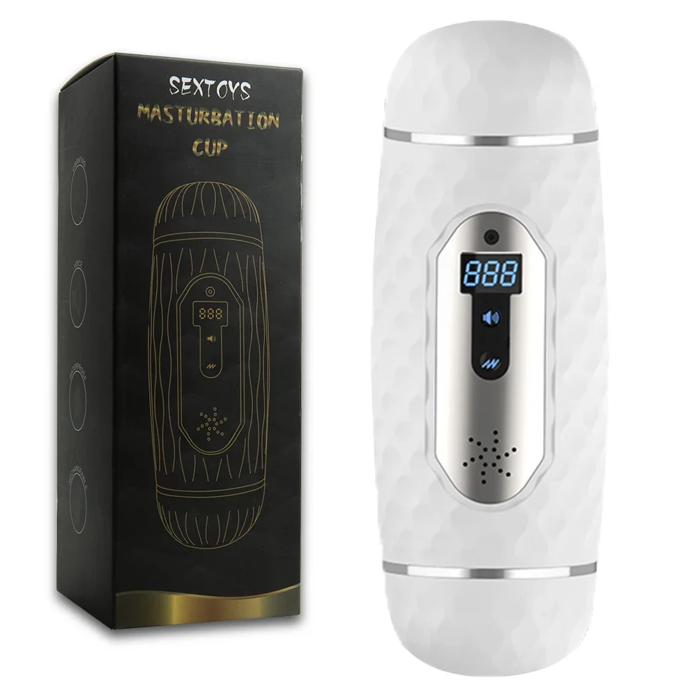 Automatic Male Masturbator Cup Blowjob Pussy Vibrator Double Head Smart Heating Insert Count Massager Sex Toy Adult Supplies