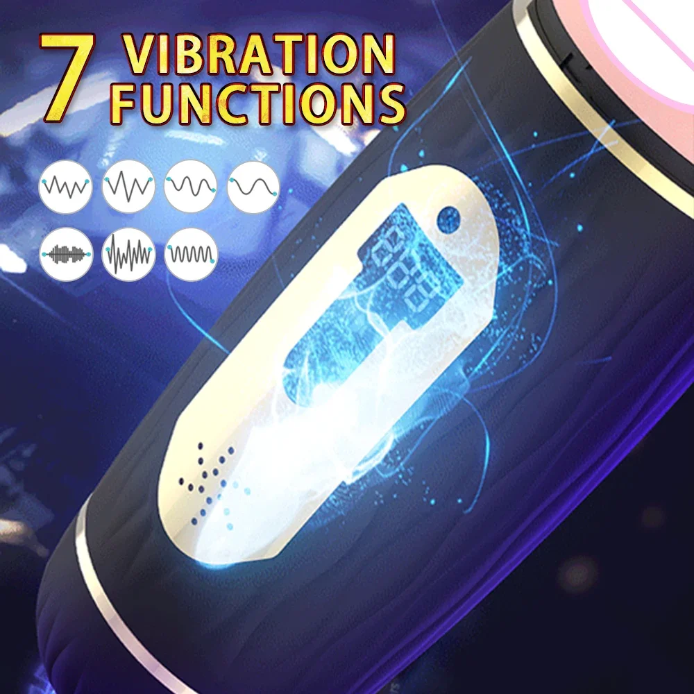 Automatic Male Masturbator Cup Blowjob Pussy Vibrator Double Head Smart Heating Insert Count Massager Sex Toy Adult Supplies
