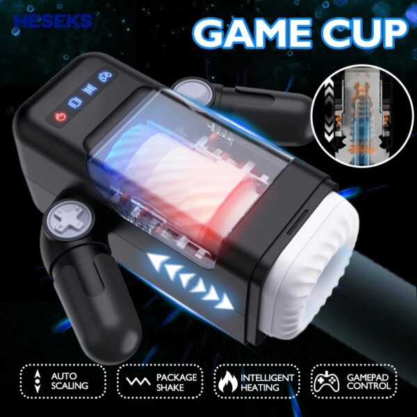 Automatic Games Cup Portable Handheld Male Masturbators Cup with 10 Thrusting Vibration Modes Sex Toys for Men 18+