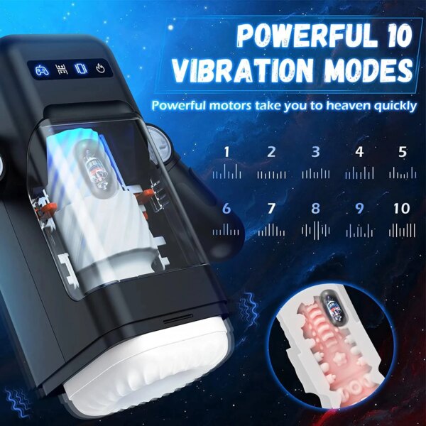 Automatic Games Cup Portable Handheld Male Masturbators Cup with 10 Thrusting Vibration Modes Sex Toys for Men 18+