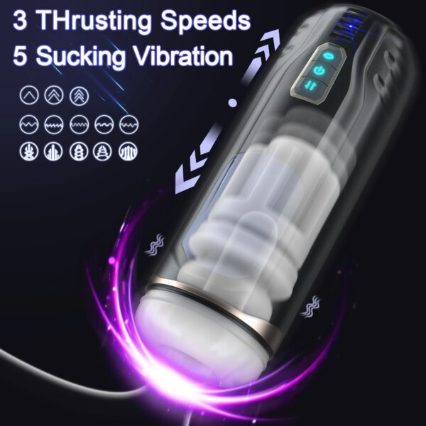 Sound-off Automatic Sucking Male Masturbator Real Electric Blowjob Pocket Pussy Telescopic Vibrator Masturbation for Man