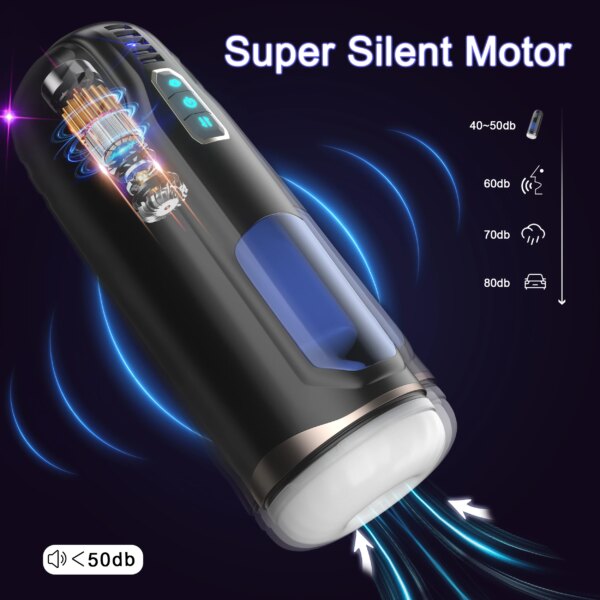 Sound-off Automatic Sucking Male Masturbator Real Electric Blowjob Pocket Pussy Telescopic Vibrator Masturbation for Man