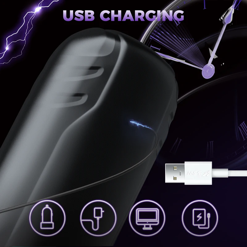 HESEKS Sound-off Automatic Sucking Male Masturbator Real Electric Blowjob Pocket Pussy Telescopic Vibrator Masturbation for Man