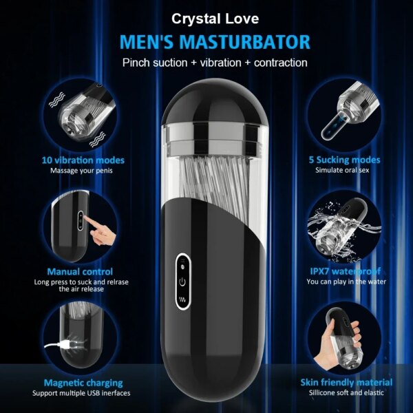 Automatic Male Masturbator Powerful Vacuum Suction Glans Penis Trainer Blowjob Sucking Sex Machine Adult Sex Toys for Men