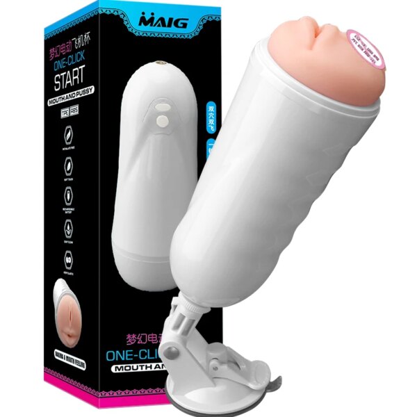 2IN 1Male Masturbator Cup Intelligent Voice Vibration Blowjob Real Vagina Pocket Pussy Penis Oral Sex Machine Toys for Man 18+