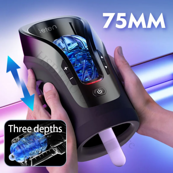 Thrusting-Pro Automatic Telescopic 75mm Deep Throat Blowjob Masturbation Sex Toy Powerful High Speed Male Masturbator