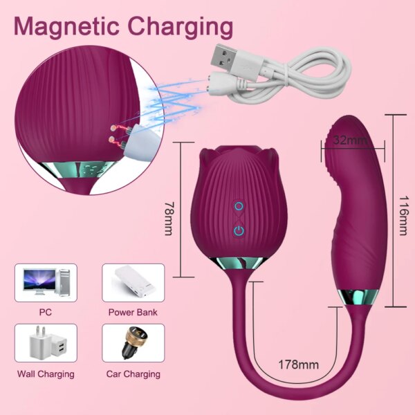 Rose-Flower Sucking Licking Vibrator Clit Sucker Vagina Patting G Spot Stimulator Female Masturbator Erotic Sex Toy for Women