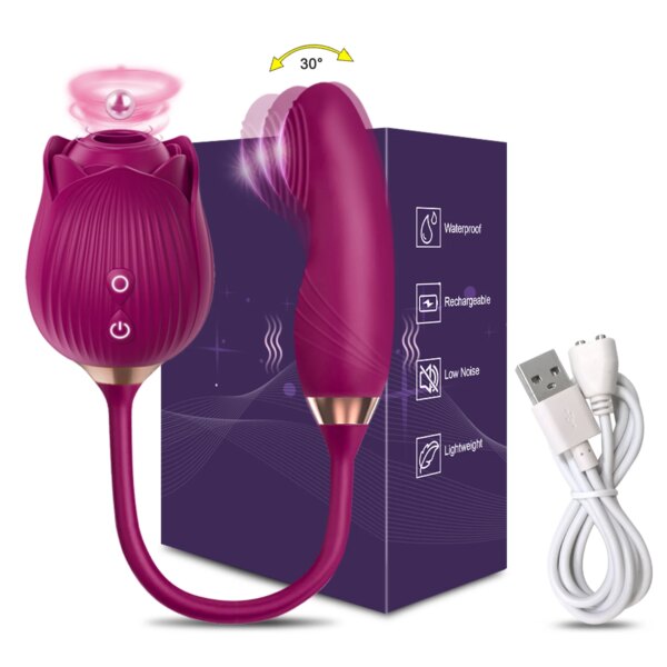 Rose-Flower Sucking Licking Vibrator Clit Sucker Vagina Patting G Spot Stimulator Female Masturbator Erotic Sex Toy for Women