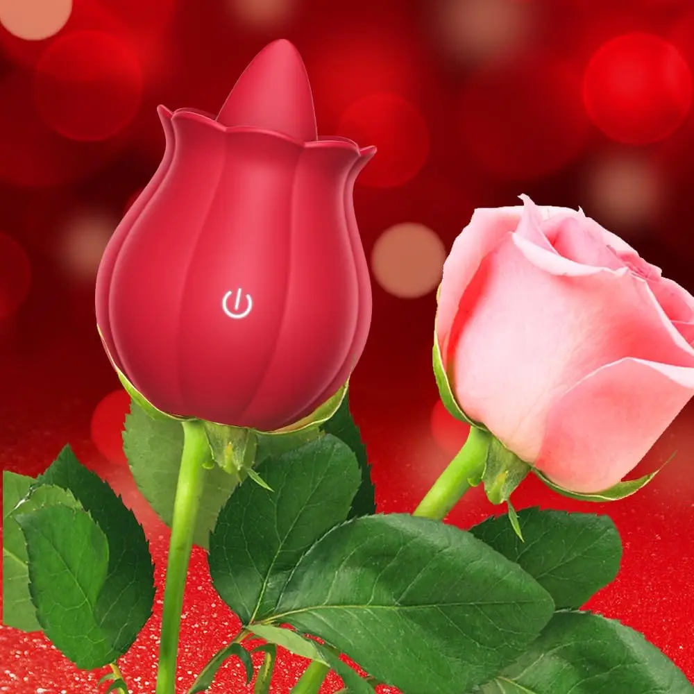 Rose Licking Dildo Vibrator Nipple Clitoral Stimulator Vibrating Egg Tongue Lick Clitoris Sucker Sex Toy Adult Toys for Women