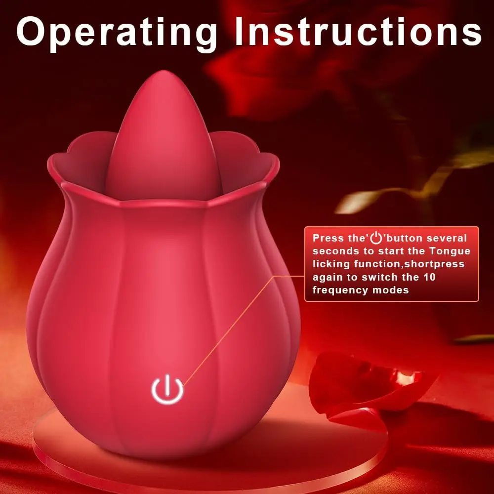 Rose Licking Dildo Vibrator Nipple Clitoral Stimulator Vibrating Egg Tongue Lick Clitoris Sucker Sex Toy Adult Toys for Women
