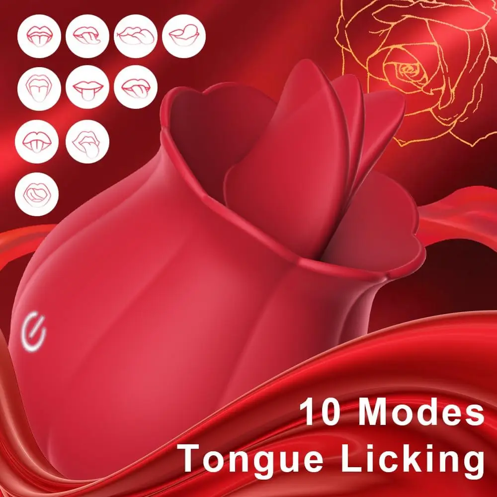 Rose Licking Dildo Vibrator Nipple Clitoral Stimulator Vibrating Egg Tongue Lick Clitoris Sucker Sex Toy Adult Toys for Women