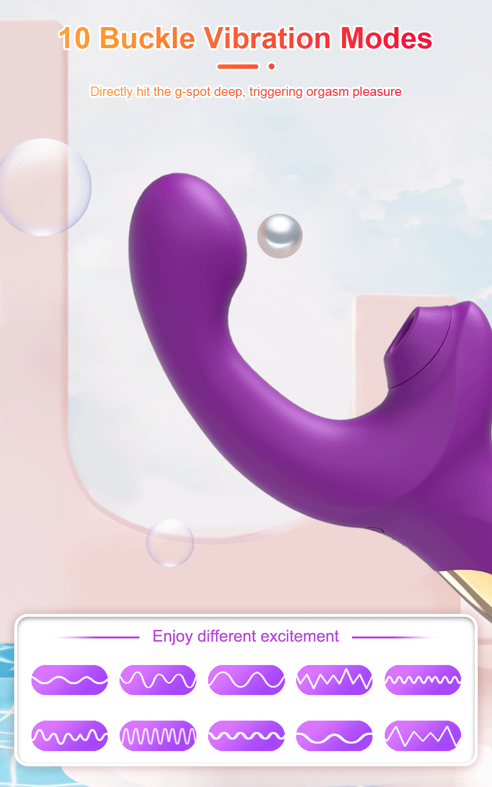 Rabbit Sucking Vibrator Clitoral G Spot Stimulation Adult Sex Toys for Women Vibrating Finger Massager with Suction Vibration