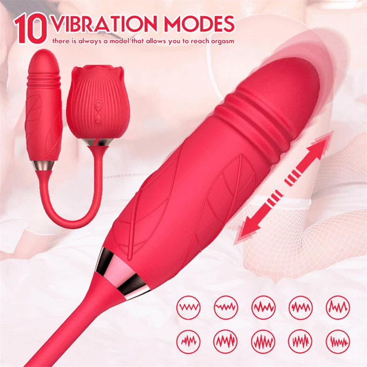 Rose G-spot Vibrator 10 Speed Clitoral Sucking Stimulation Dildo Masturbation Nipple Suction Female Oral Clit Sex Toys for Women